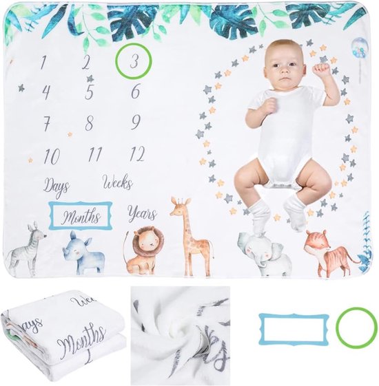 Mijlpaaldeken voor Baby's - Unisex Foto Achtergrond Deken voor Eerste Maanden van Mi