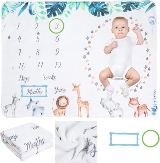 Mijlpaaldeken - Voor baby's - Unisex fotodeken - Achtergrond voor de eerste maanden