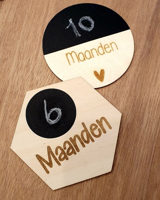 Mijlpaalkaarten - Hexagon - Mijlpalen - Mijlpaal bordje - Krijtbord - Mijl paal baby - Leeftijd bord krijt van Mi