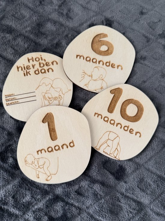 Mijlpaalkaarten - Mijlpaalkaarten baby - Mijlpaalkaart hout - Milestone baby cards - Mijlpaal baby - Milestone cards - Baby cadeau - Baby cadeautjes en kraamcadeautjes - baby cadeau jongen - baby cadeau meisje - kraam cadeau van Merkloos