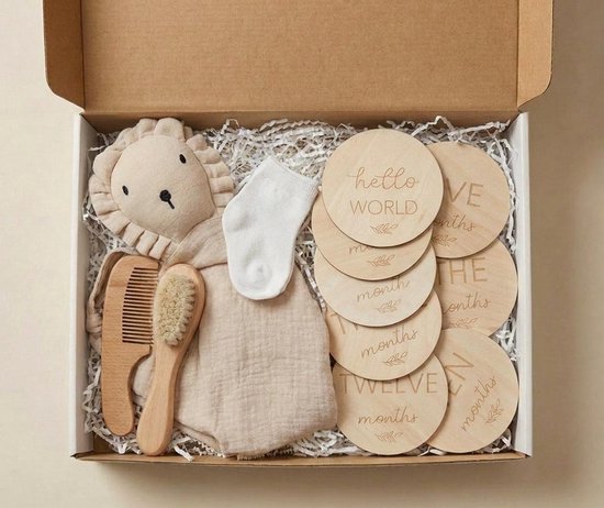 Mijlpalen kraamcadeau - baby - kraamkado jongen en meisje - neutraal en duurzaam - kadoshop020 van Merkloos