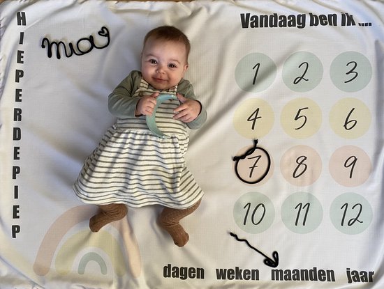 Mijlpalendekentje (mooi kwaliteit) van Studijoke - mijlpalendeken 0-12 jaar - Kraamcadeau jongen en meisje van Merkloos