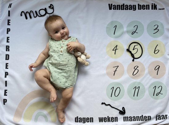 Mijlpalendekentje (mooi kwaliteit) van Studijoke - mijlpalendeken 0-12 jaar - Kraamcadeau jongen en meisje