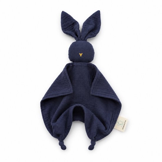 MijnNami Knuffeldoekje Baby Konijn – Hydrofiel Biologisch Katoen – Tutteldoekje – Evening Blue