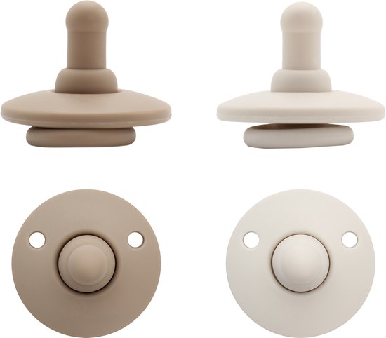 MijnNami Soother Speen Pop & Go - 2 stuks - Oak & Ivory - 0/18 maanden - Fopspeen - Siliconen Speentje Multifunctioneel