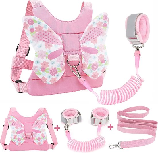MijnNami Vlindertuigje - 2-in-1 Polstuigje met slot en harnastuigje - Tuigje Kind - Harness Buddy - Kindertuigje - Looplijn van MijnNami