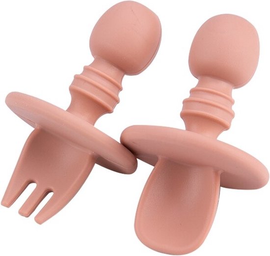 Milla Siliconen Baby Bestek - Gekleurd Servies voor Kids - voor Kinderen en Peuter - Schattig - Vork en Lepel - Roze van Mill
