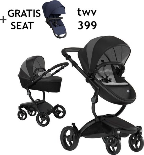 Mima Xari Kinderwagen | Special Edition | London Black | Incl. gratis blauwe sportseat twv. 399 van Mima