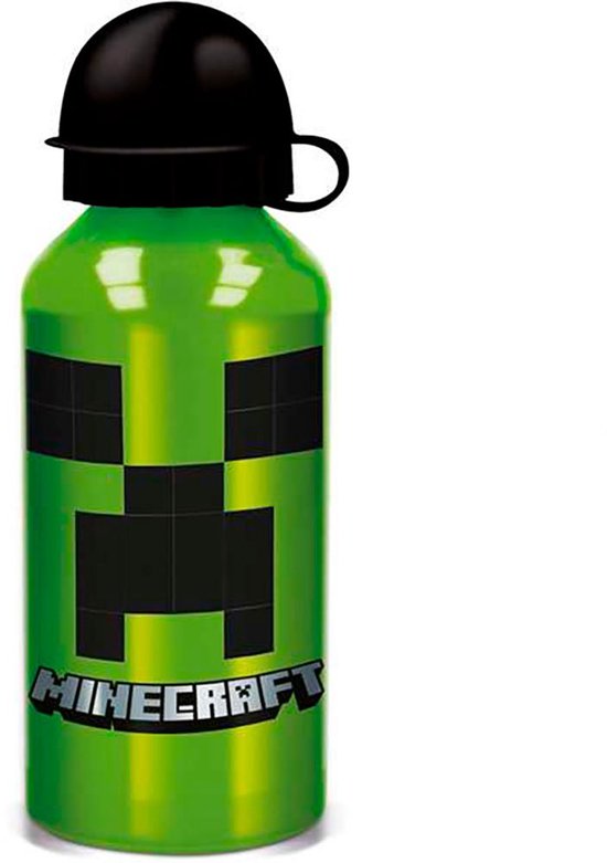 Minecraft aluminium drinkbeker / drinkfles - 400 ml - groen