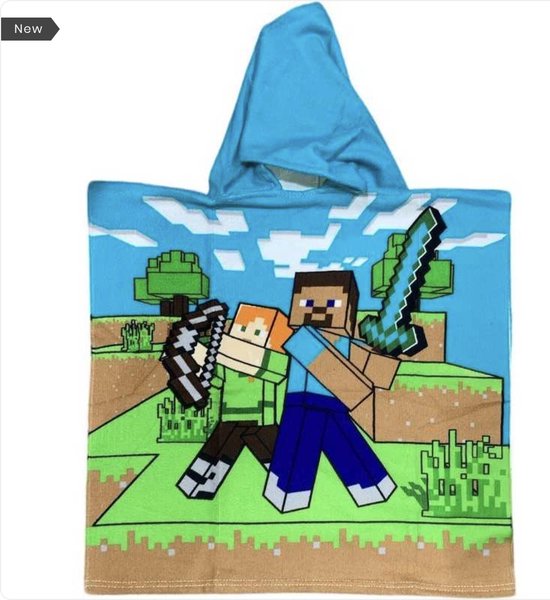 Minecraft badponcho Sneldrogend - 50x100 cm (uitgevouwen) - One Size (ongeveer 2-5 jaar) van Mi