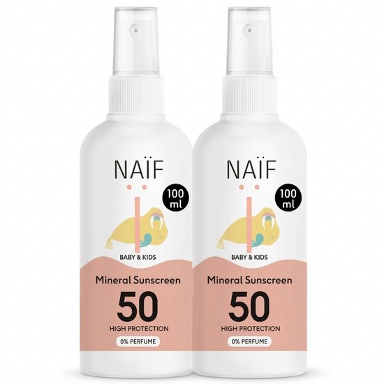 Mineral Sunscreen Spray SPF50 Fragrance Free 2x100 ml van Merkloos