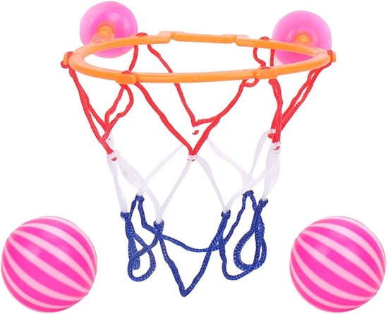 Mini basketbalmand - Badspeelgoed set - Badplezier stimuleren - Zuignap bevestiging - 2 ballen - Willekeurige kleur