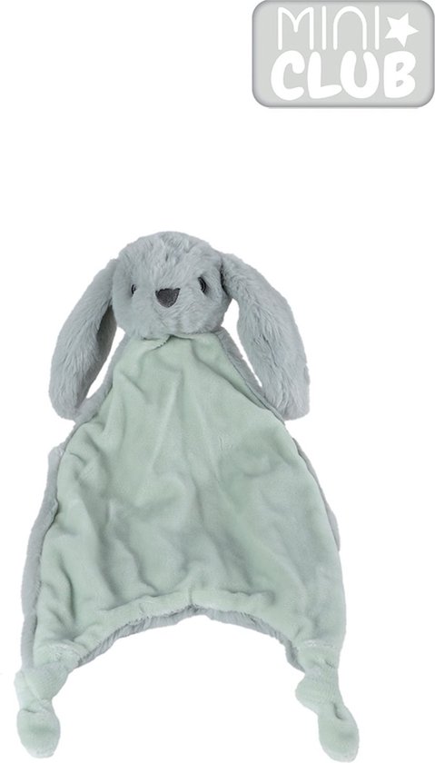 Mini Club knuffeldoekje konijn met knoopjes pluche Grijsgroen 38cm van Merkloos