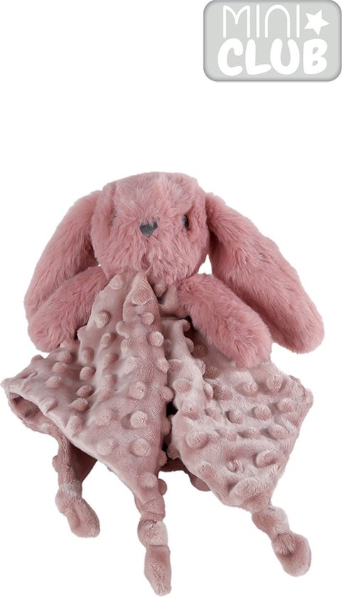 Mini Club knuffeldoekje konijn structuur pluche 30cm rood/rose gold van Merkloos