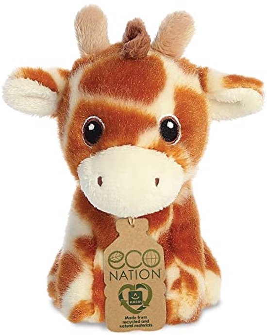 Mini Giraffe Zacht Speelgoed - Eco Vriendelijk, 5 Inch, Bruin van HuggyBerry