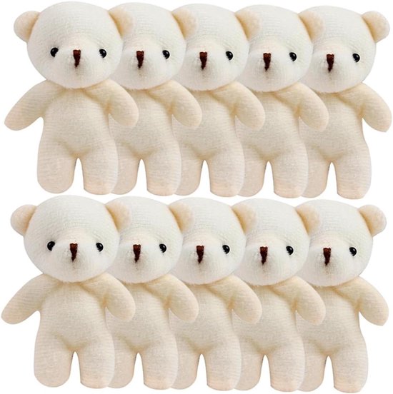 Mini Knuffelberen - Pluche Hangers - Tas Decoratie - Set van 15 - 11x8 cm - Beige