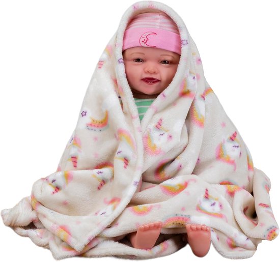 Mini Knuffeldeken - Pluche Deken Baby - Baby Comfort - Handgemaakt in EU - 50 x 70 cm - Eenhoorn