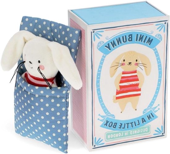 Mini konijn knuffel - Zacht dier - Kinderkamer decoratie - Inclusief slaapzak - 115 cm - Gestreept