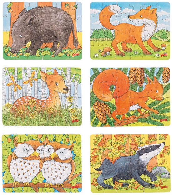 Mini-puzzel bosdieren - Goki (57709) van Merkloos