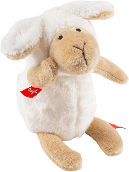 Mini schaap knuffel - Pluche dier - Knuffelen en troosten - Granulaat gevuld lichaam - 16 cm - Wit van Merkloos