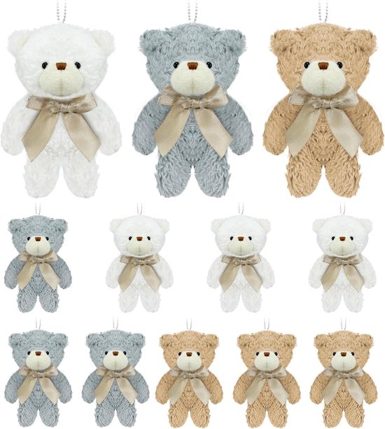 Mini Teddyberen Set - Pluche Beertjes - Doe-het-zelf Projecten - Bulk Set 12 Stuks - 12 cm Hoog