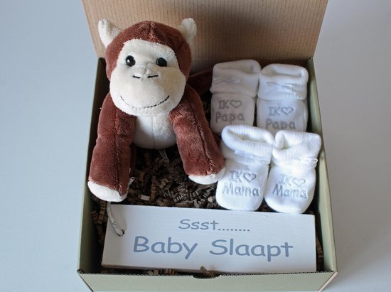 Minibox Aapje - cadeau geboorte - cadeau zwangerschap - kraamcadeau van MINI
