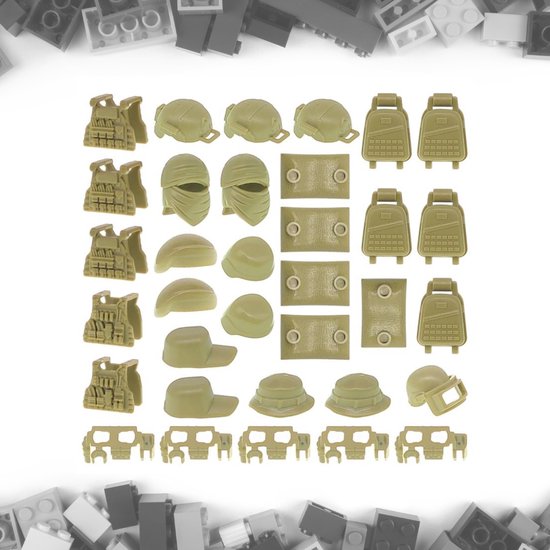 Minifiguren militair body armour groen - 36 stuks - Compatibel met Lego van Merkloos