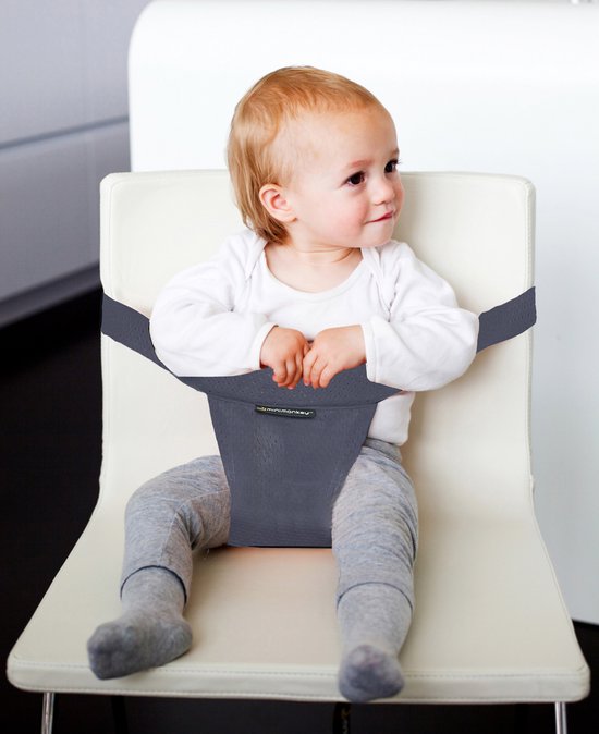 Minimonkey Mini Chair Pocket - travel reis kinderstoel - Grijs - geschikt voor Stokke Tripp Trapp - compact kinderzitje ideaal voor op reis van Minimonkey