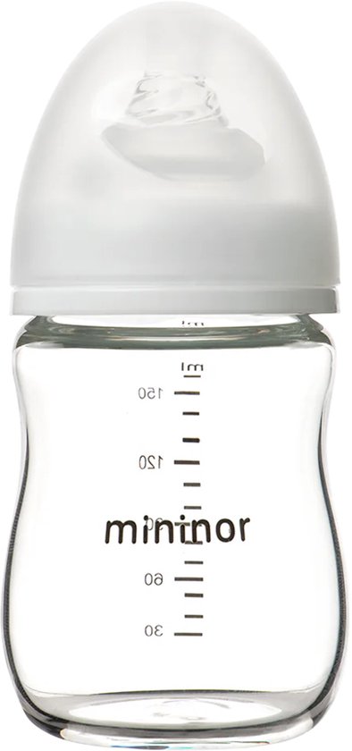 Mininor - glazen zuigfles - glazen babyfles - duurzame babyfles - 160ml van Merkloos
