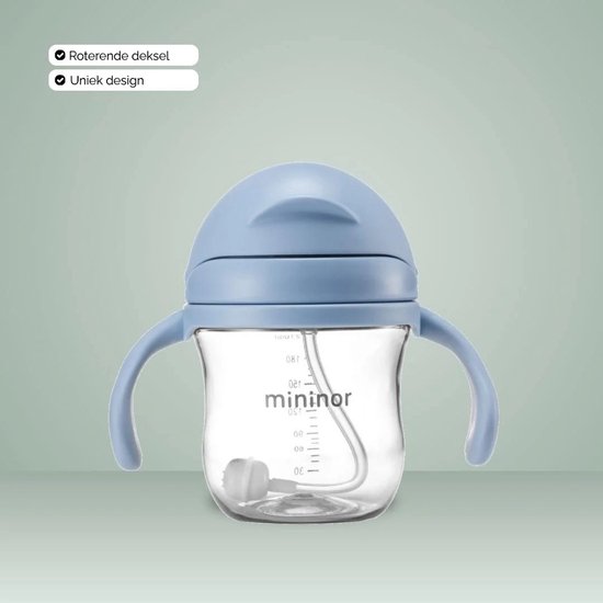 Mininor no-spill rietjesbeker - nordic sky - 220 ml - anti-lek - variabele flow van Mininor