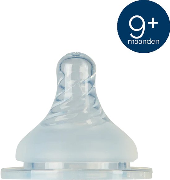 Mininor siliconen flessenspeen >9 maanden - anti-koliek ventiel - flexibel - 2 stuks van Merkloos