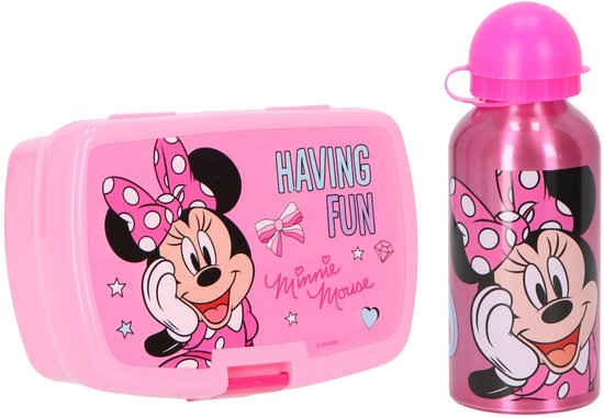 Minnie Mouse Lunchset; Lunchbox en Drinkfles van Merkloos