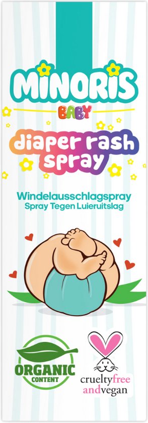 Minoris Baby Luieruitslag Spray, Snelle Verlichting met Zinkoxide & Biologische Inhoud, Zinkzalf Spray, Hypoallergeen, Geurvrij, Veilig voor Gevoelige Huid, Verzacht & Voorkomt Luieruitslag, Dermatologisch Getest, 100 ml van Mi