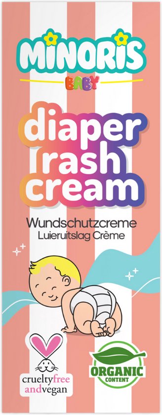 Minoris Baby Luieruitslagcrème - Zinkoxide, Zinkzalf, Biologische & Minerale Inhoud, Directe Verlichting & Langdurige Bescherming, Zachte Verzorging met Sheaboter, Geurvrij, Dermatologisch Getest, Vegan, 55g van Mi
