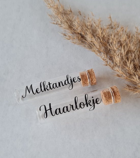 Mint11 - Haarlokje en melktandje buisjes - Set van 2 buisjes - kraamcadeau - kraamkado - babyshowergift - babyshowercadeau - bewaarbuisjes - baby benodigheden van Mi