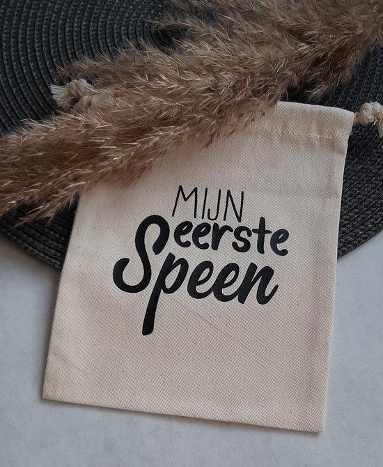 Mint11 - katoenen zakje - mijn eerste speen - bewaarzakje - kraamcadeau - kraamkado - baby cadeau - babyshowergift van Mi