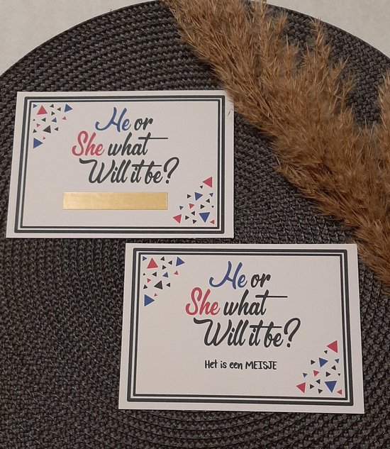 Mint11 - Kraskaart het is een meisje - He or she what will it be? - gender reveal - geslacht bekend maken - geslachtsbepaling - van Mi
