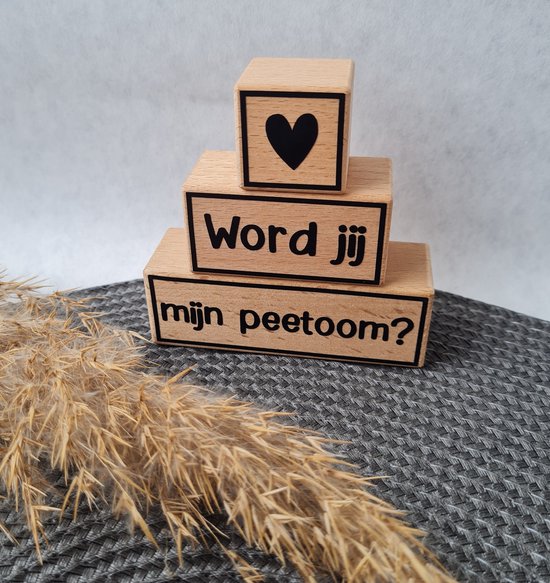Mint11 - Stapelblokken - hout - peetoom vragen - zwangerschap - knuffeloom - peter - suikeroom van Mint11