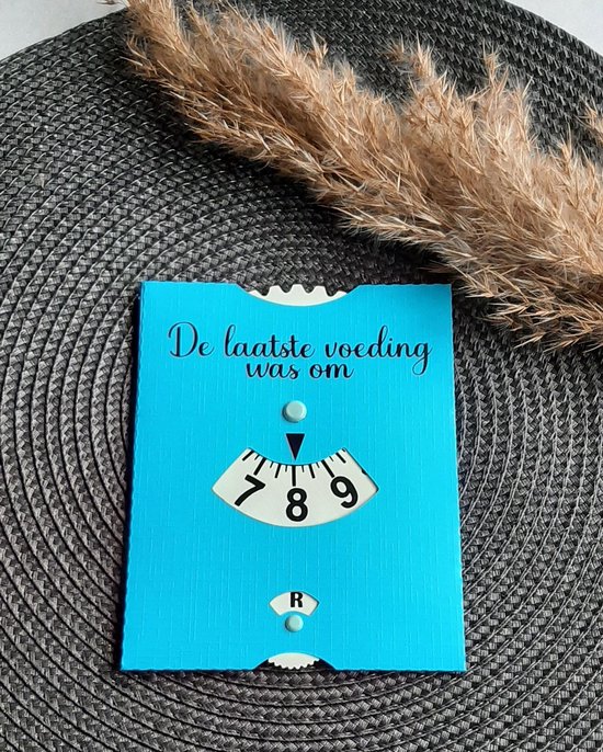 Mint11 - Voedingskaart blauw - Babyvoeding accessoires - kraamcadeau - kraamkado - baby benodigdheden - voedingsschijf - parkeerschijf van Mi