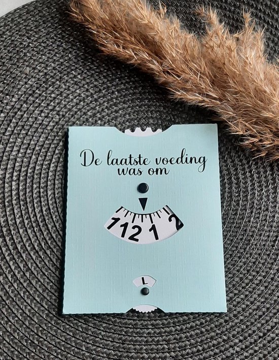 Mint11 - Voedingskaart pastel blauw - Babyvoeding accessoires - kraamcadeau - kraamkado - baby benodigdheden - voedingsschijf - parkeerschijf van Mi