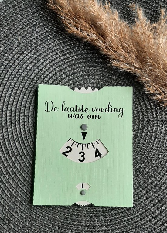 Mint11 - Voedingskaart pastel groen - babyvoeding accessoires - kraamcadeau - kraamkado - baby benodigdheden - voedingsschijf - parkeerschijf van Mi