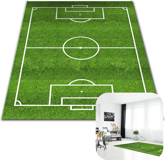 MIRO® Speel Tapijt Voetbalveld - Voetbal Tapijt - Kinderen - Speelmat - Vloerkleed - Speelkleed - Kinderkamer - Anti Slip - XL - 120 x 160 CM - Voetbal van Mi