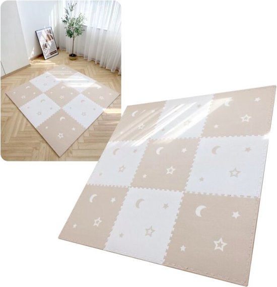 MIRO® Speelmat Baby - Kinderen - Kruipmat - Puzzelmat - Speelkleed - XL - Extra Dik - Foam - 180 x 180 CM - 9 Tegels - Beige van MIRO