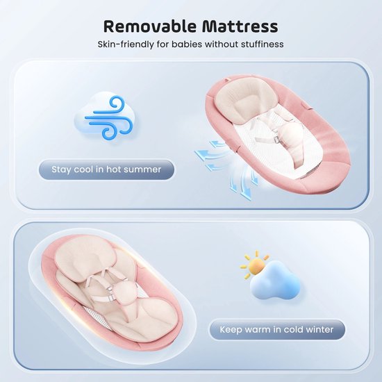Miryx Wipstoel - Elektrische Wipstoeltje Baby - Babyschommel met 3 Timers - Schommelstoel - Afstandsbediening - 5 Schommelsnelheden