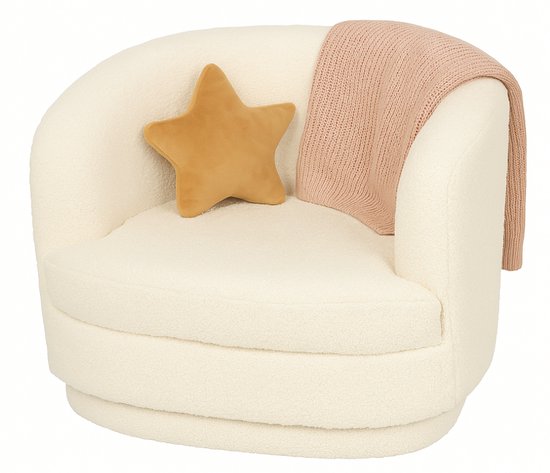 MISOU Teddy stoel - kind - Fluffy stoel - Teddy kinderstoel - fauteuil - teddy - Boucle stoel - 41x45cm - Wit van MISOU