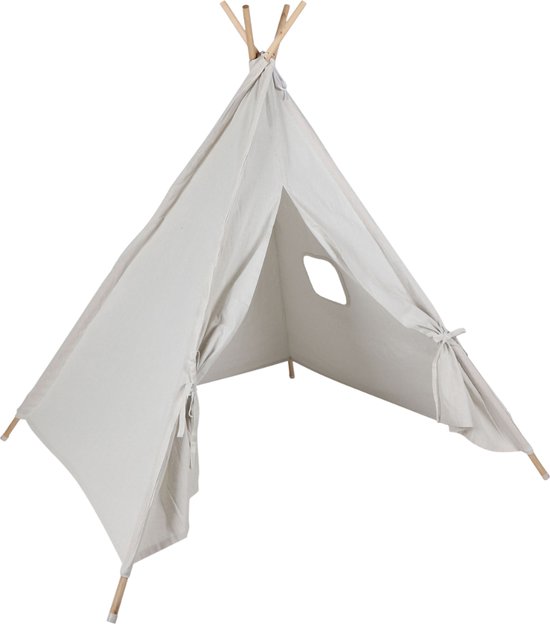 MISOU Tipi Tent - Kinder Speeltent - Jongens Meisjes - 120x120x150cm - Beige - Hout Katoen van MISOU