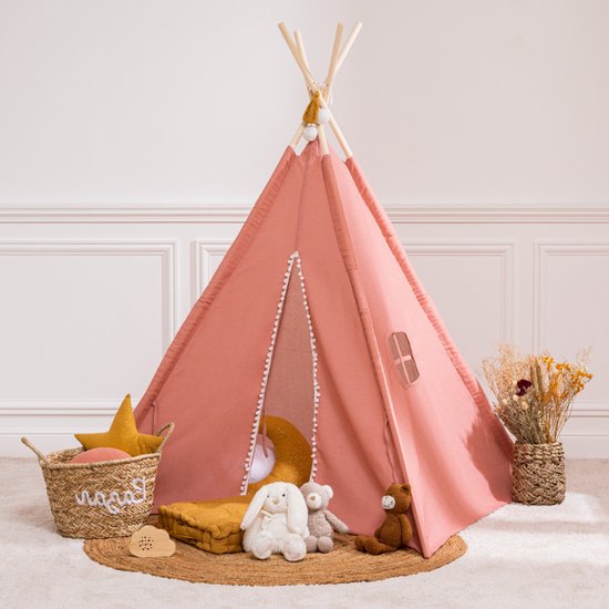 MISOU Tipi Tent - voor Kids - 120x120x160cm - Roze - Speeltent - Binnen en Buiten - Kindertent - Meisjes - TOTO van Merkloos