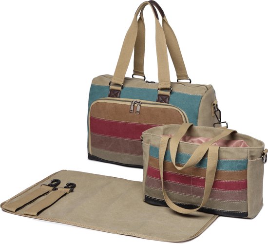 Miss Lulu Luier- en Verzorgingstas – Luiertas Set – Afneembare Draagtas - Stijlvol – Multicolor - Premium Kwaliteit - Grote Capaciteit - Unisex/Jongens/Meisjes (LT6638 STR) van Mi