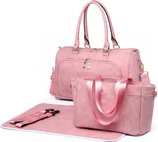 Miss Lulu Luier- en Verzorgingstas – Luiertas Set – Afneembare Draagtas - Stijlvol – Roze - Premium Kwaliteit - Grote Capaciteit - Unisex/Jongens/Meisjes (LT6638 PK) van Mi