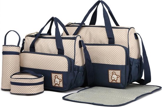 Miss Lulu Luiertas - 5-delige Verzorgingstas Set - Blauw (9026 NY) van Mi
